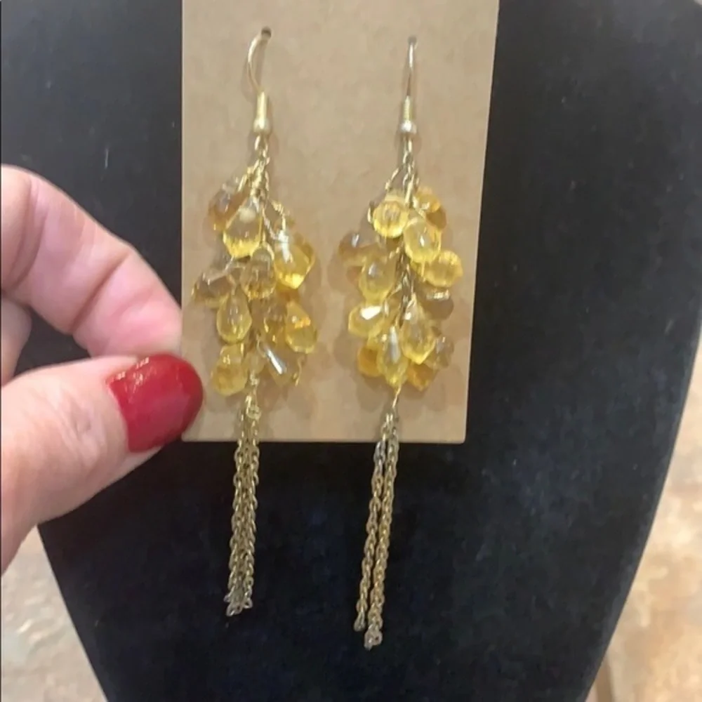 💐5/25 long tassel faceted glass bead dangle - Picture 2 of 7